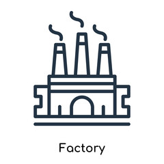 Factory icon vector isolated on white background, Factory sign , thin symbols or lined elements in outline style