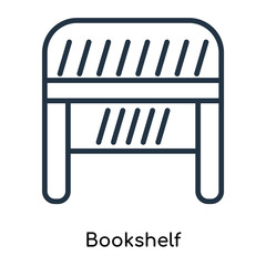 Bookshelf icon vector isolated on white background, Bookshelf sign , thin symbols or lined elements in outline style