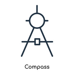 Compass icon vector isolated on white background, Compass sign , thin symbols or lined elements in outline style