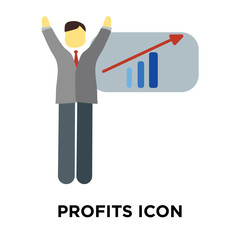 profits icon isolated on white background. Simple and editable profits icons. Modern icon vector illustration.