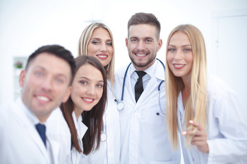 closeup.Portrait of a doctor and medical team