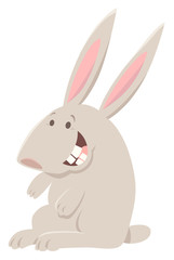 happy gray rabbit animal character
