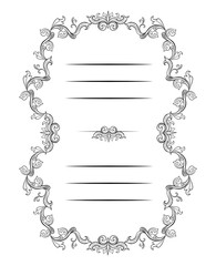 Floral borders and Frames with place for text. Copy space and dividers or flourishes. Italian vintage ornament. Isolated Greeting card or wedding, certificate and diploma. Headpiece template