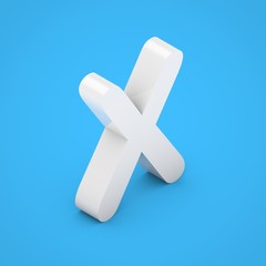 Obraz premium White glossy isometric letter X uppercase isolated on blue background.