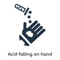 Acid falling on hand icon vector isolated on white background, Acid falling on hand sign , symbols or elements in filled style
