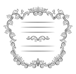 Floral borders and Frames with place for text. Copy space and dividers or flourishes. Italian vintage ornament. Isolated Greeting card or wedding, certificate and diploma. Headpiece template