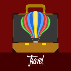 Travel bag and an air balloon icon. Travel concept