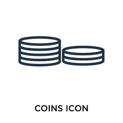 coins icon isolated on white background. Simple and editable coins icons. Modern icon vector illustration.