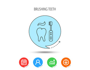 Brushing teeth icon. Electric toothbrush sign.