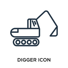 digger icon isolated on white background. Simple and editable digger icons. Modern icon vector illustration.