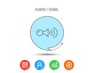 Klaxon signal icon. Car horn sign.