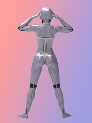 Robotic Cyber Woman is thinking 3D Rendering