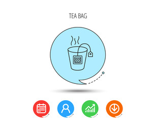 Tea bag icon. Natural hot drink sign.
