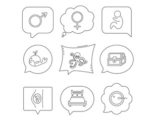 Fertilization, pregnancy and pediatrics icons.