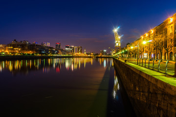 Fototapeta na wymiar Night View Harbour Puerto Madero district in Buenos Aires Argent