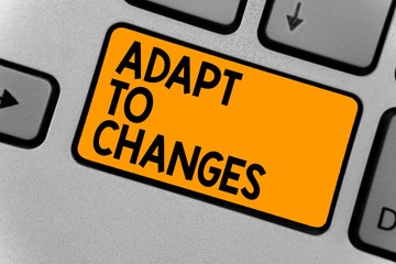 Word writing text Adapt To Changes. Business concept for Embrace new opportunities Growth Adaptation progress Keyboard orange key Intention create computer computing reflection document.