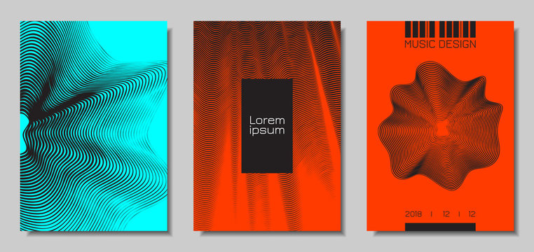 Wave Cover Design Templates Set.