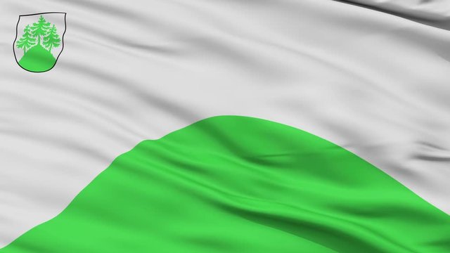 Tukums closeup flag, city of Latvia, realistic animation seamless loop - 10 seconds long