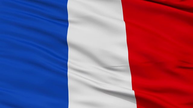 Schaan closeup flag, city of Liechtenstein, realistic animation seamless loop - 10 seconds long