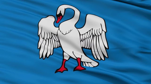 Jonava closeup flag, city of Lithuania, realistic animation seamless loop - 10 seconds long