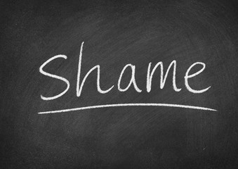 shame concept word on a blackboard background