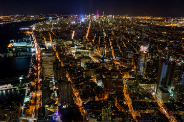 Fototapeta na wymiar New York Skyline Cityview Manhatten Night from World Trade Cente