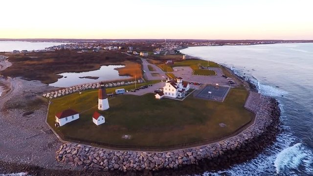 Sunset at Point Judith Lighthouse in Narragansett