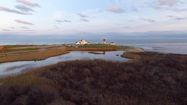 Sunset at Point Judith Lighthouse in Narragansett
