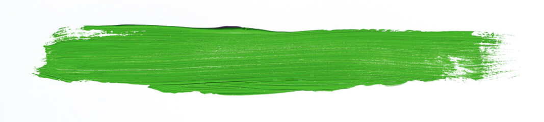 Green brush stroke isolated over white background