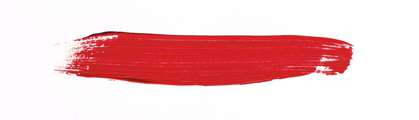 Red brush stroke isolated over white background