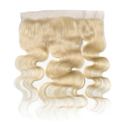 Body wavy bleached blonde human hair weaves extensions lace frontal