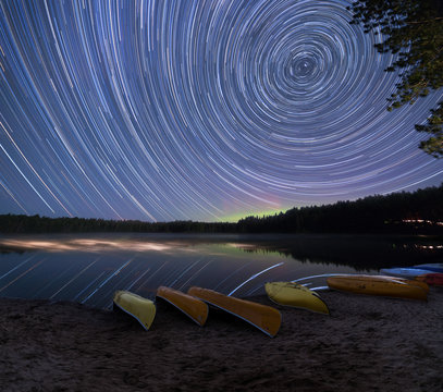 Star Trails with aurora