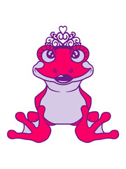 prinzessin königin hübsch schön mädchen frau weiblich krone frosch sitzend süß niedlich klein comic cartoon clipart