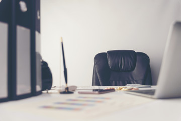 business desktop workplace in office