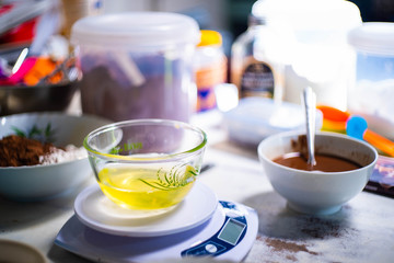 ingredient and equipment for baking in kitchen