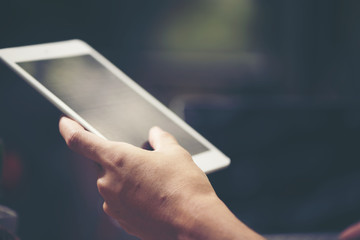 businessman using tablet smartphone for working in the office