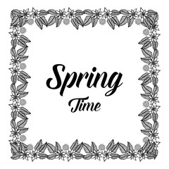 Spring time card floral hand draw vector illustration