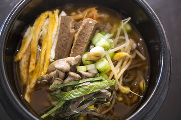 Spicy Korean soup which is called Yukgaejang