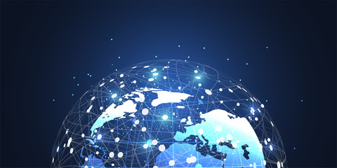 Global network connection. World map point and line composition concept of global business. Vector Illustration
