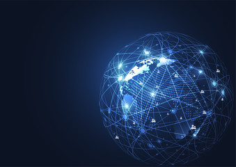 Global network connection. World map point and line composition concept of global business. Vector Illustration