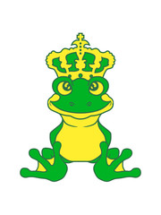 krone froschkönig gold kugel märchen geschichte prinz frosch sitzend süß niedlich klein comic cartoon clipart