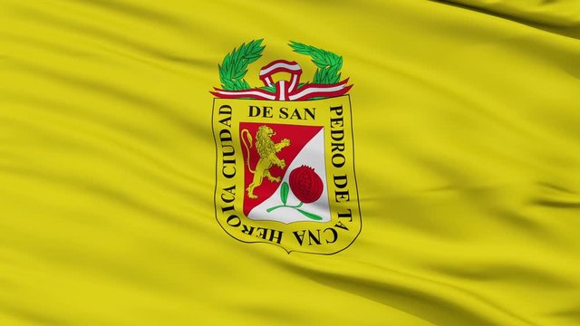 Tacna closeup flag, city of Peru, realistic animation seamless loop - 10 seconds long