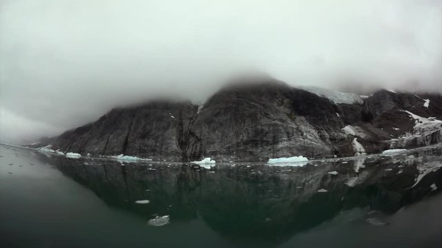Zodiac trip through glacier ice chunks in Hornsund fjord, Spitsbergen, Svalbard 2015.