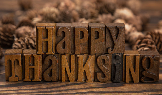 Happy Thanksgiving in Block Letters