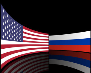 USA and Russia flags 