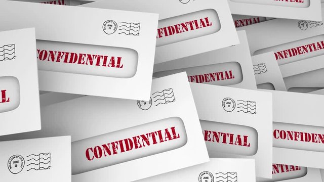 Confidential Secret Private Message Envelope Pile 3d Animation