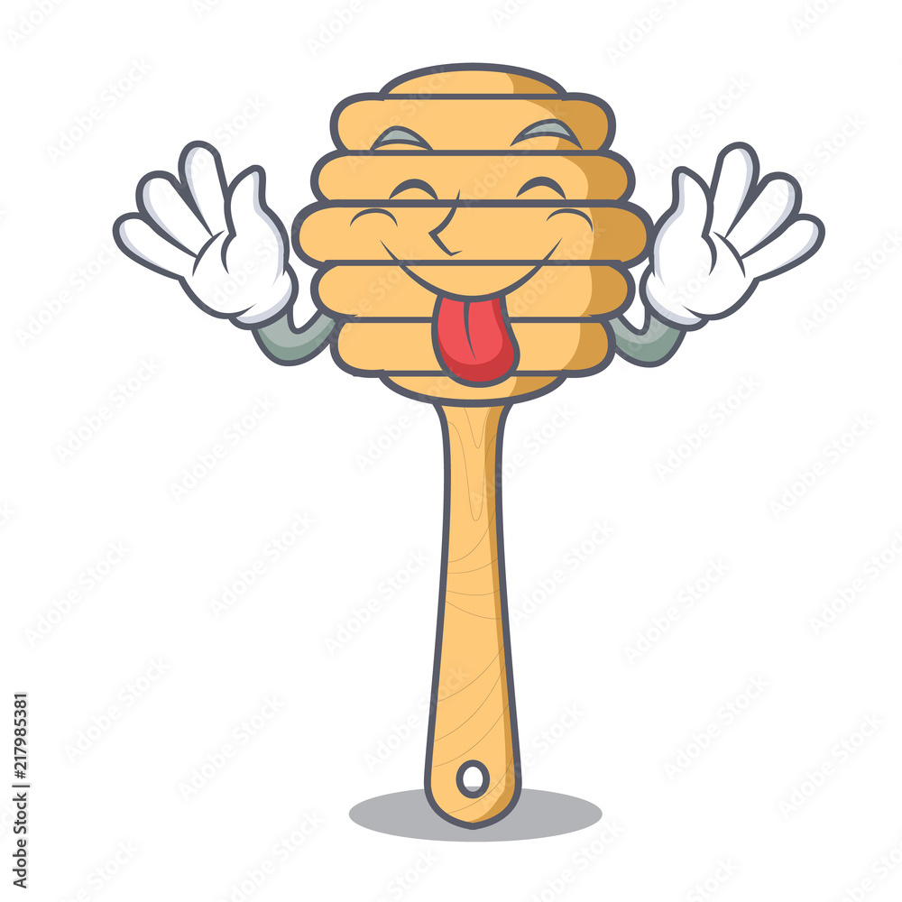 Sticker Tongue out honey spoon mascot cartoon