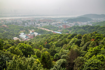 Fototapeta na wymiar A bird's eye view of the urban landscape at Mount Yuelu, Changsha, Hunan, China