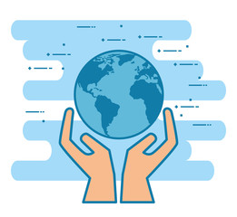 hands with world planet