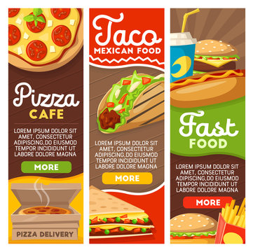 Fast food pizza and Mexican tacos delivery menu